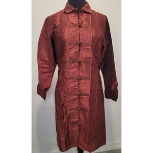NWT Red Chinese-Style Silk Jacket/Blouse – Frog Toggle Buttons – 100% Silk M